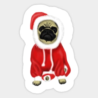 Funny Santa Pug Christmas Dog Lovers Gift Sticker